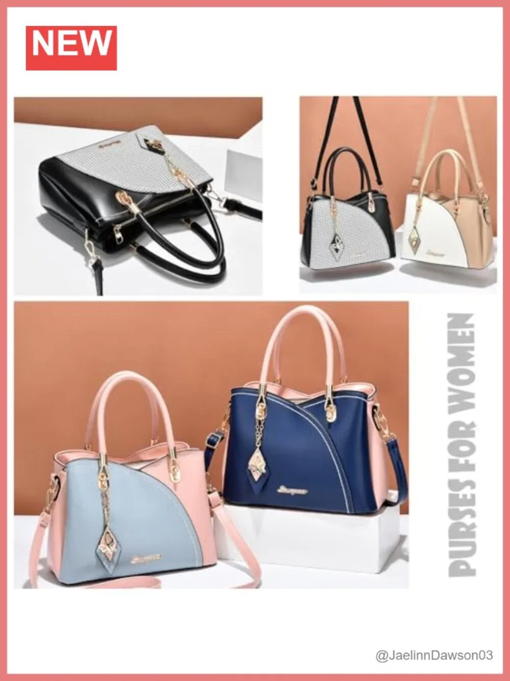 Vegan PU Leather Satchel Tote Bag with Shoulder Strap Gold Hardware